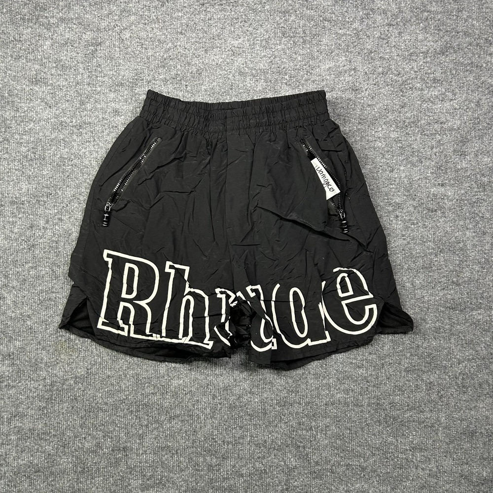 Rhude Board Shorts Men's Black Nylon Elastic Waist Running Athletic USA Made W28